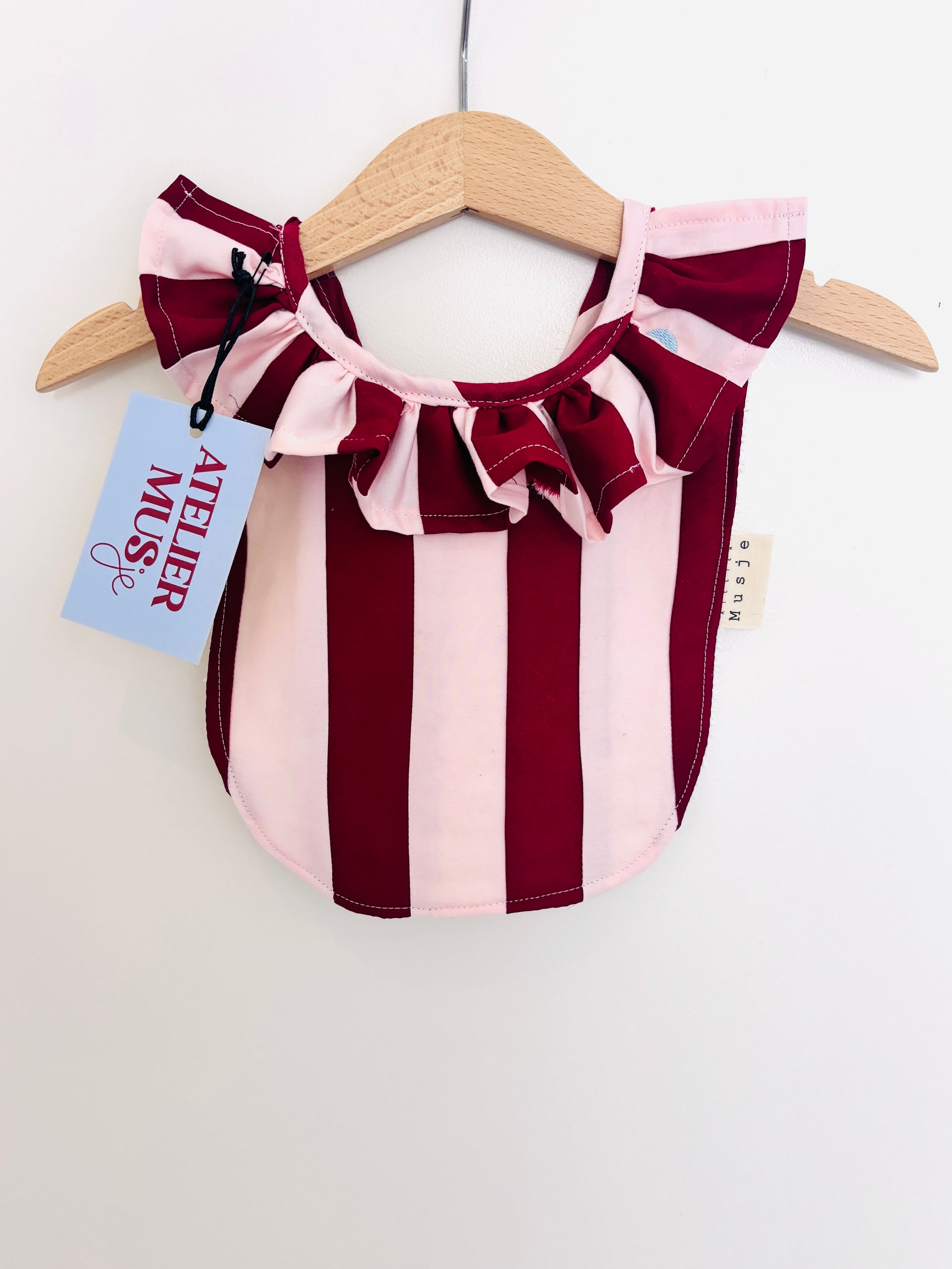Slabbetje Stripes - Rood/roze