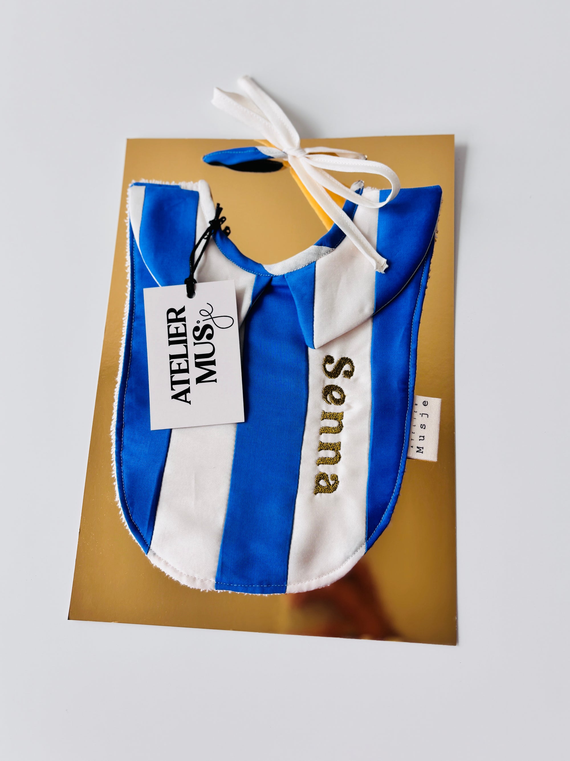 Slabbetje Stripes - Blauw/Wit