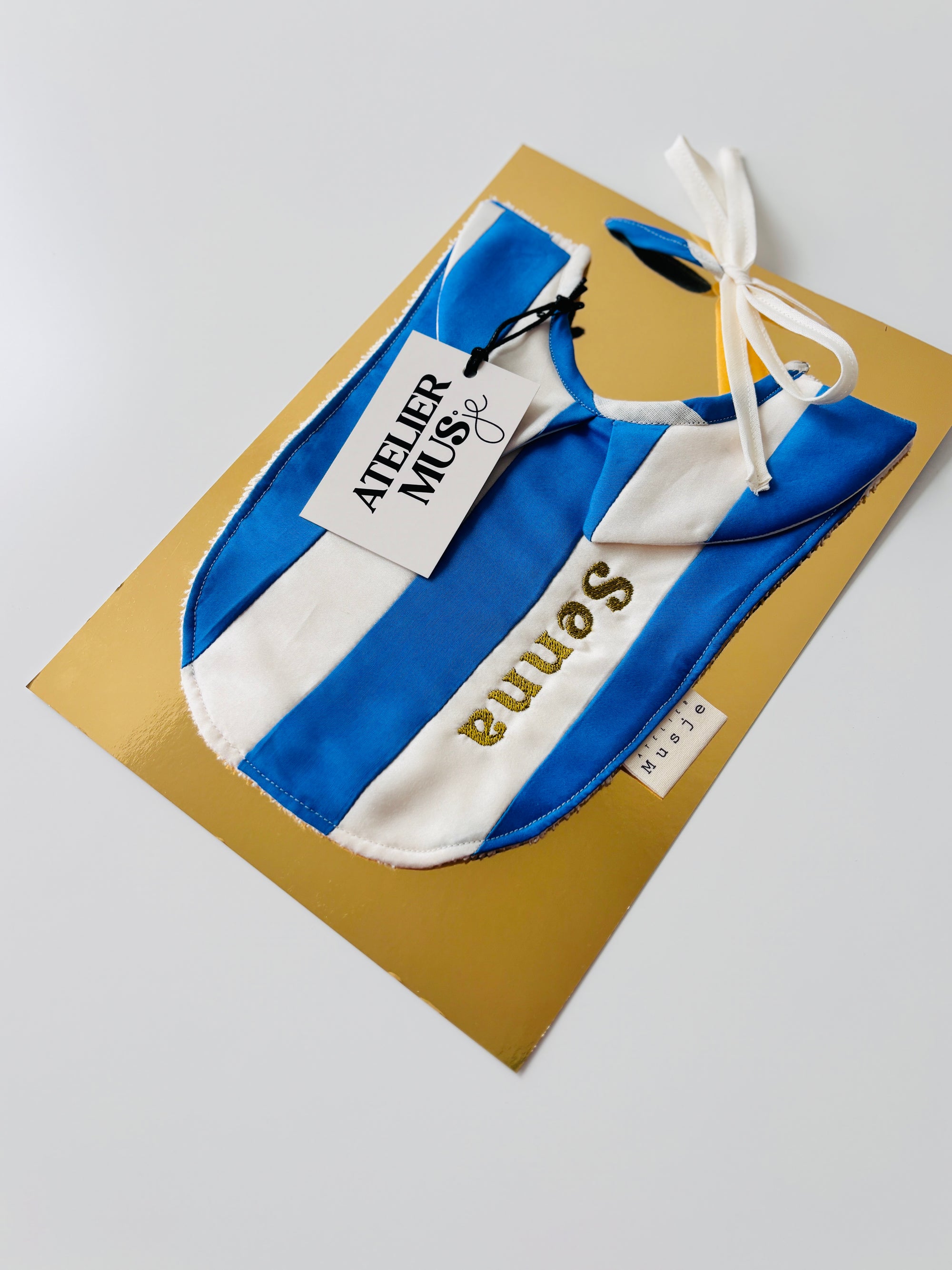 Slabbetje Stripes - Blauw/Wit