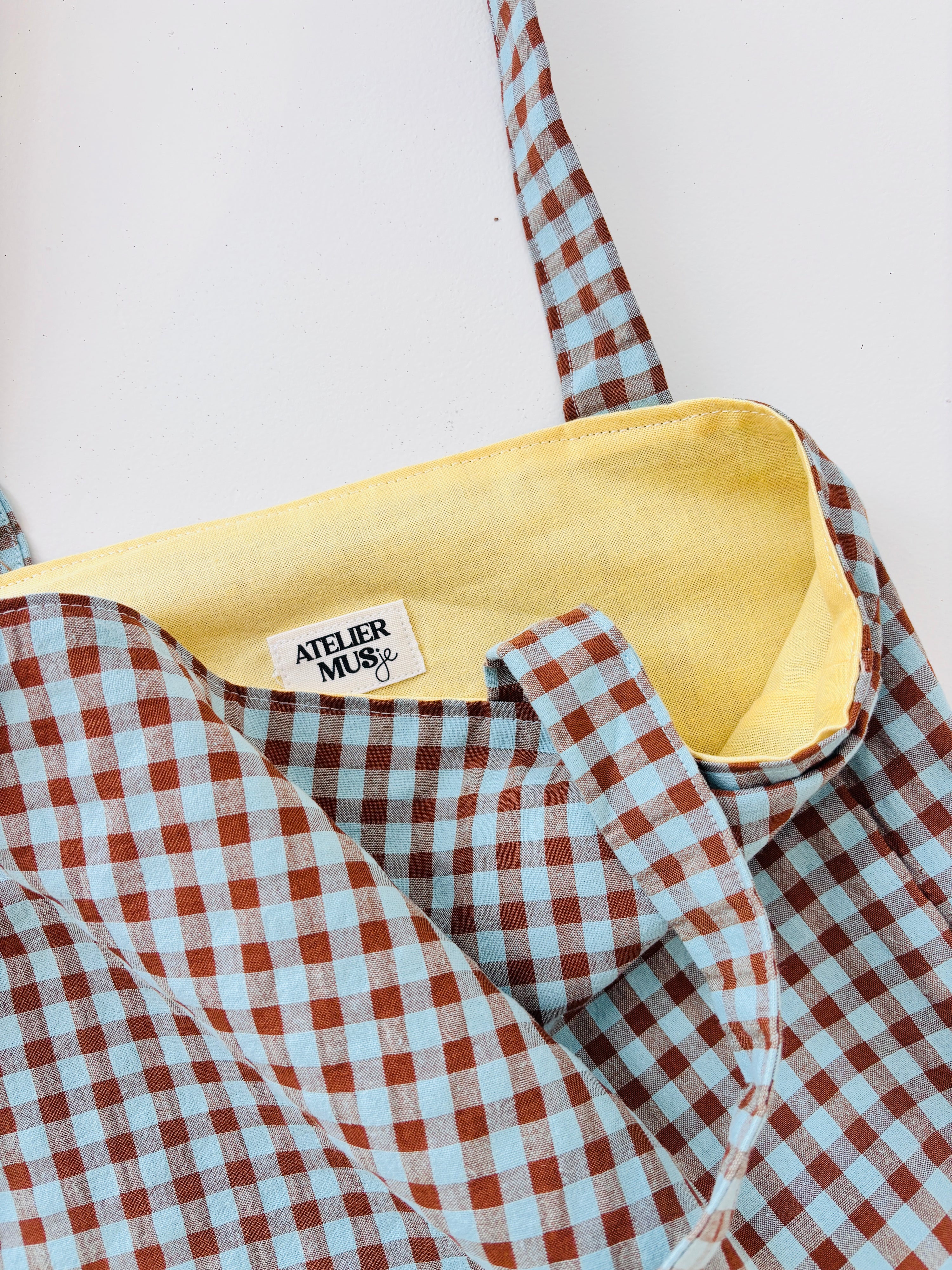 Tote bag Gingham Blauw/Bruin