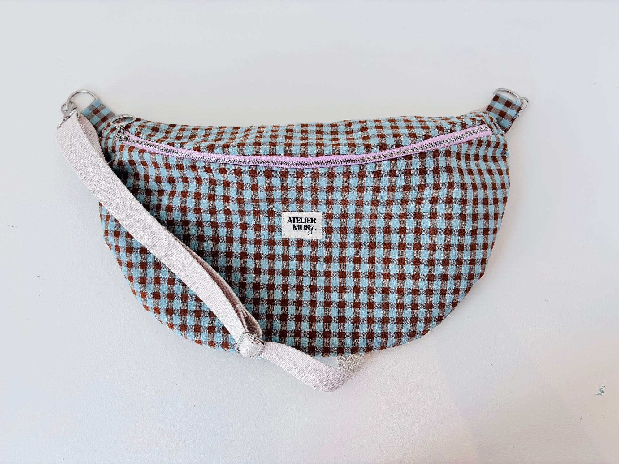 Cross body bag Blauw/bruin geruit