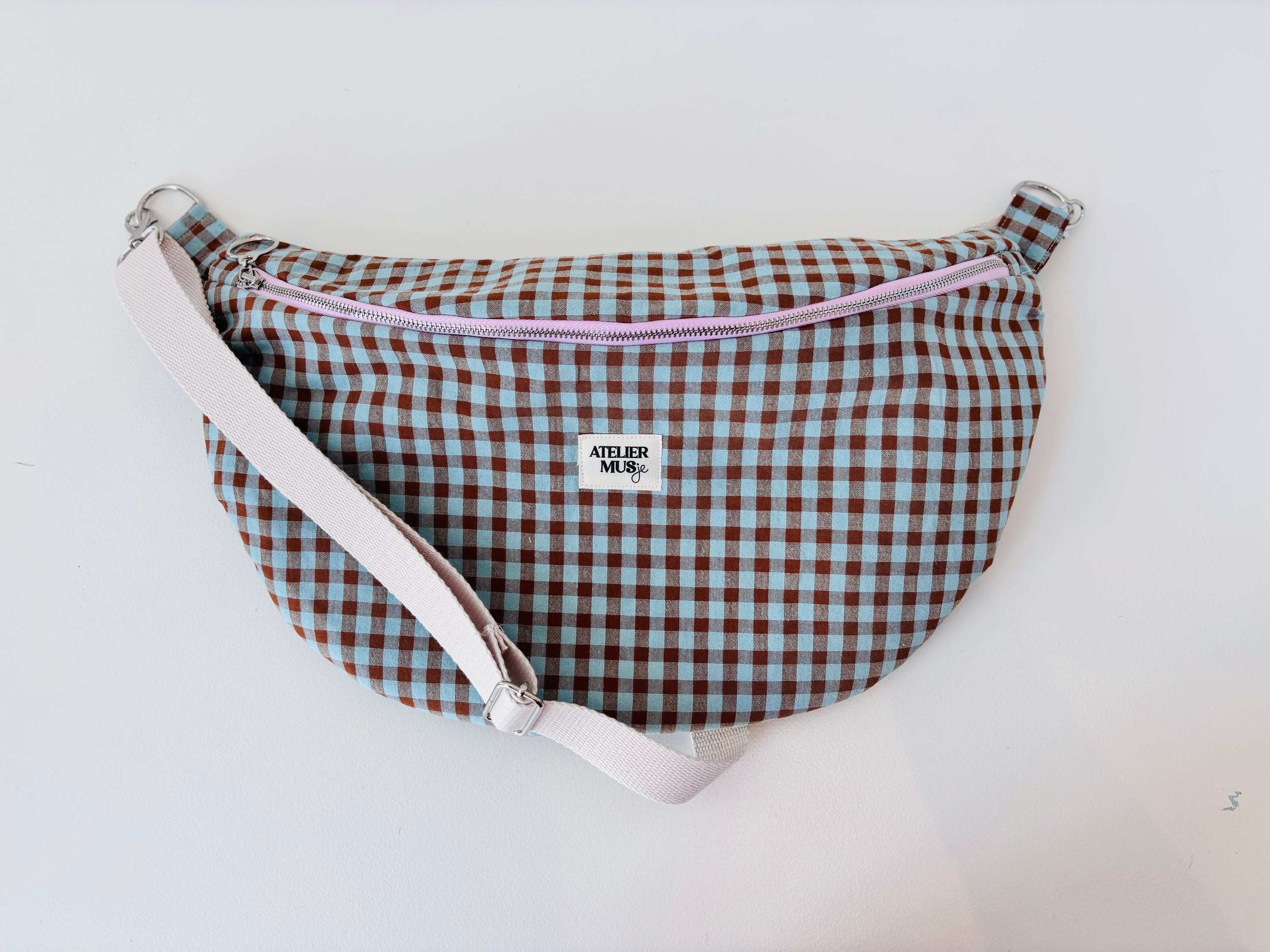 Cross body bag Blauw/bruin geruit