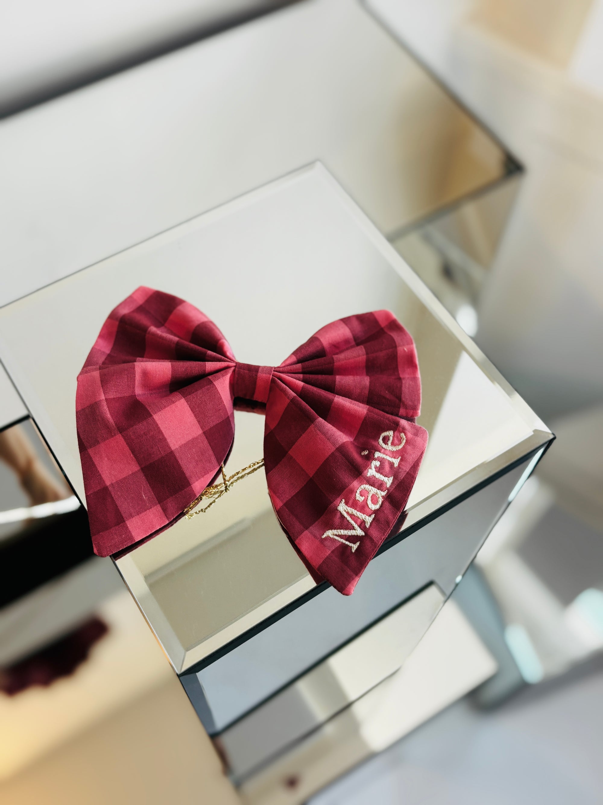 Gepersonaliseerde Bow - Pink checkered