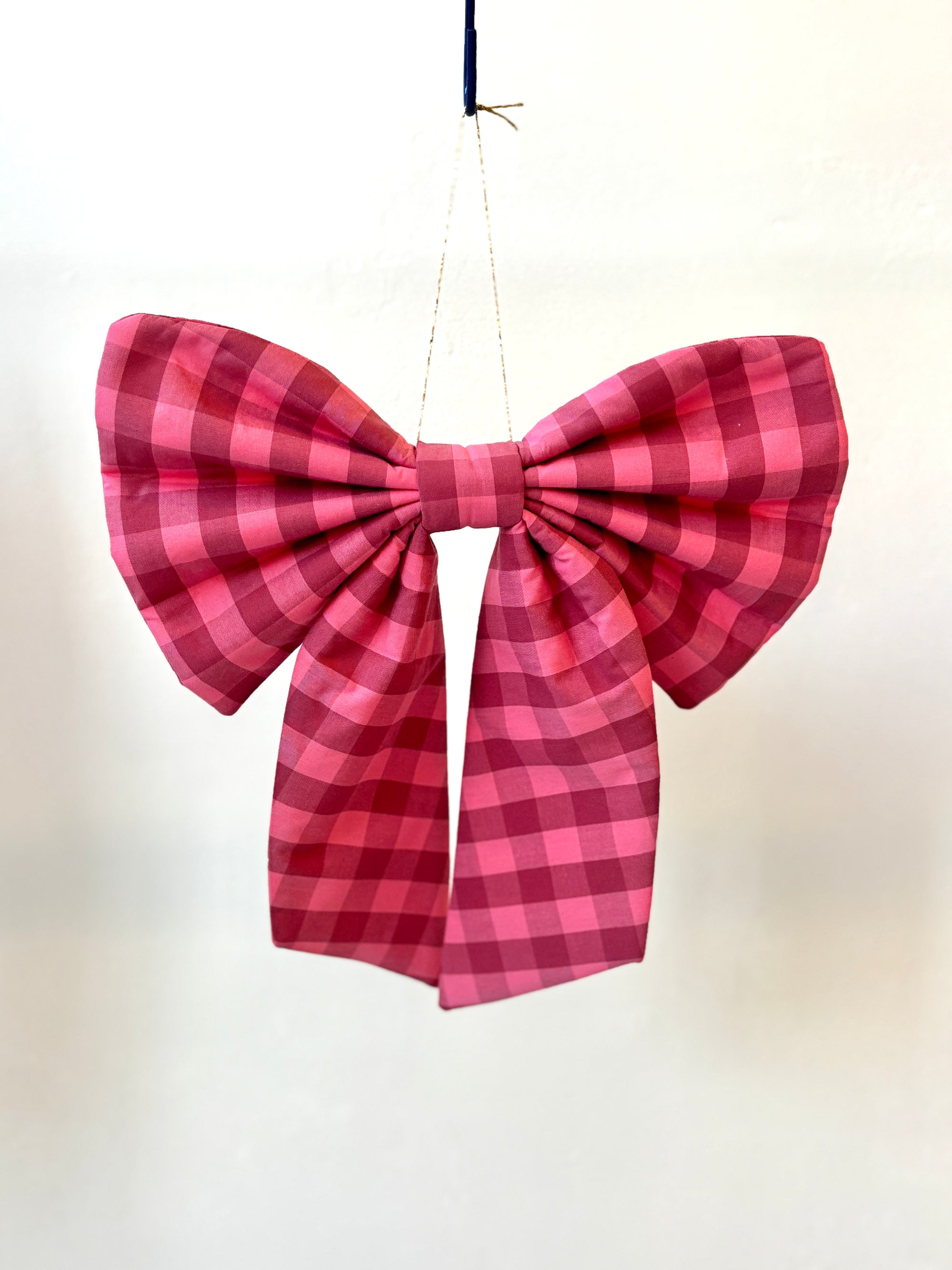 Gepersonaliseerde Bow large - Pink checkered