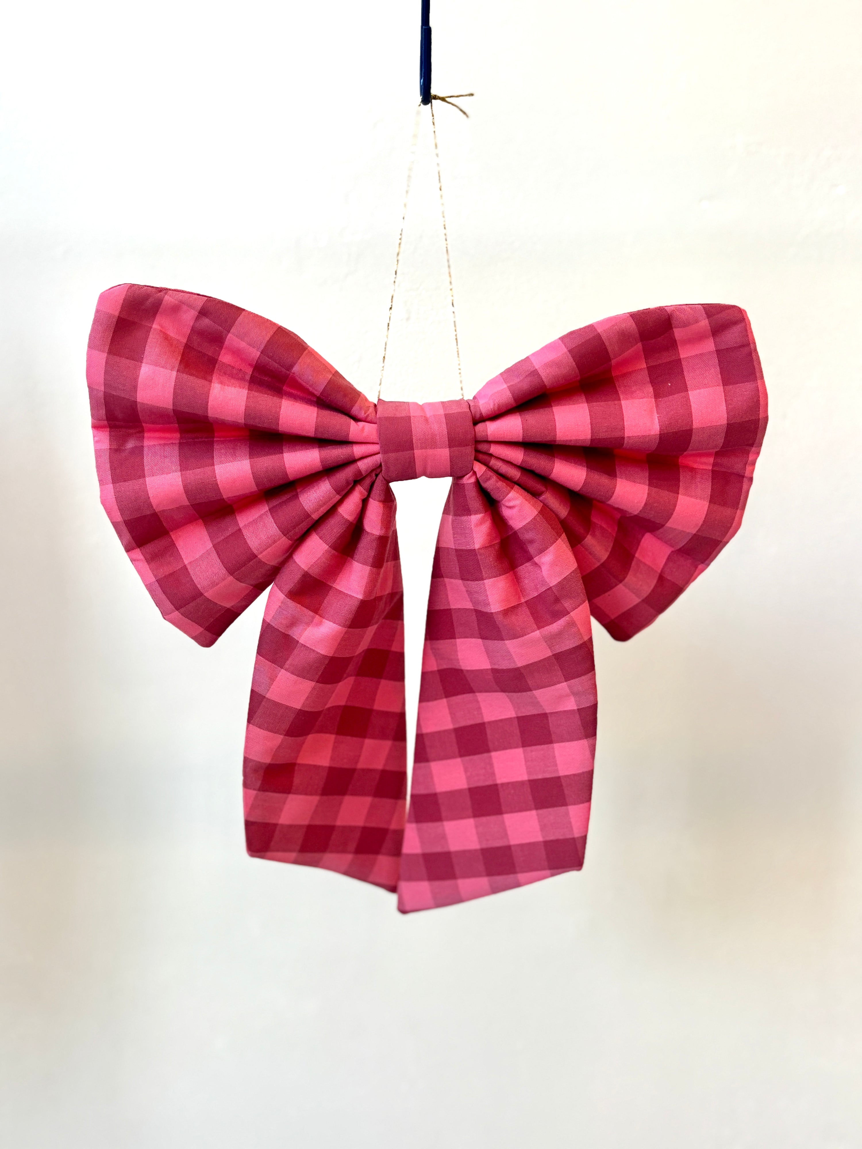 Gepersonaliseerde Bow large - Pink checkered