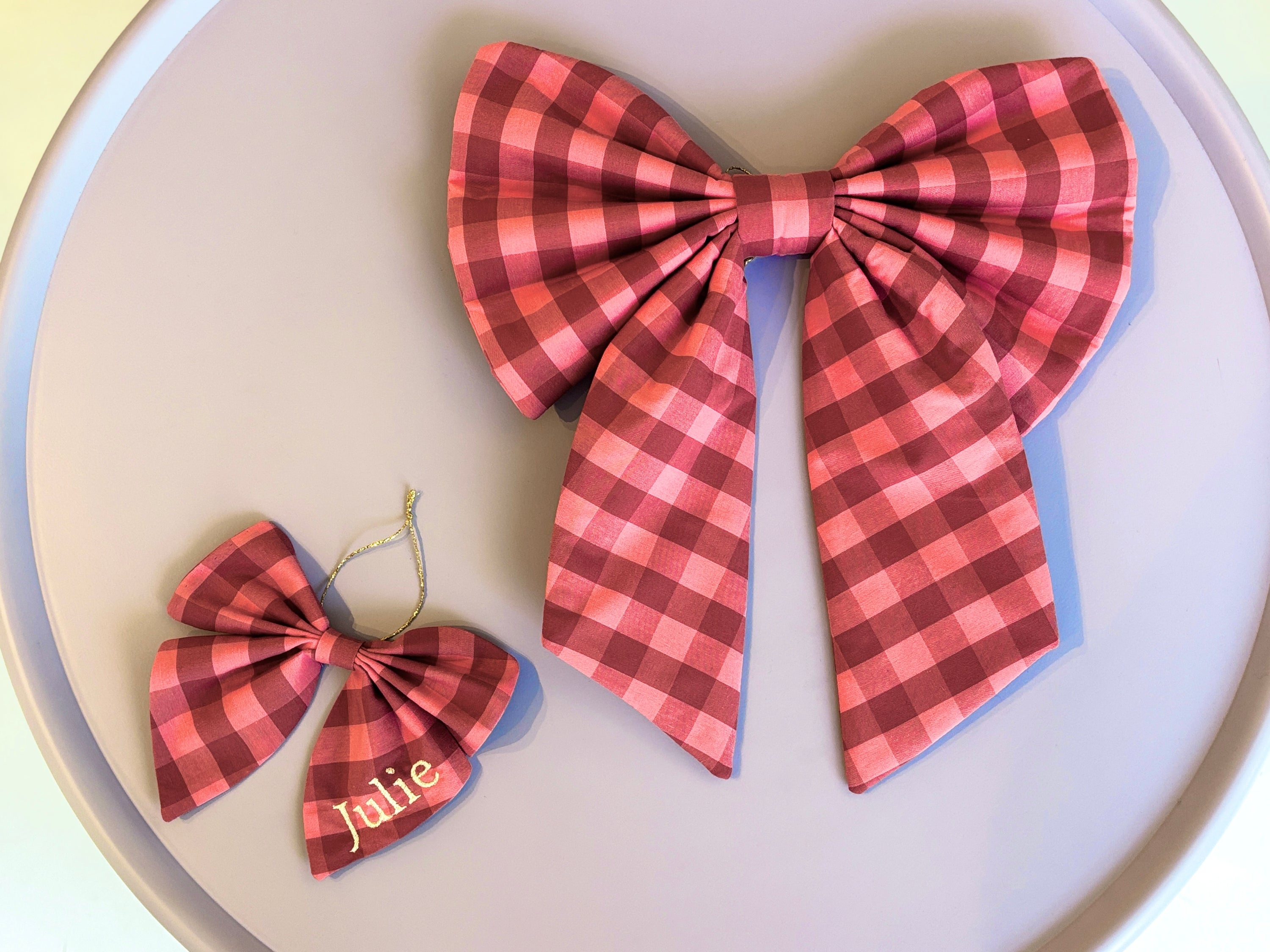 Gepersonaliseerde Bow - Pink checkered