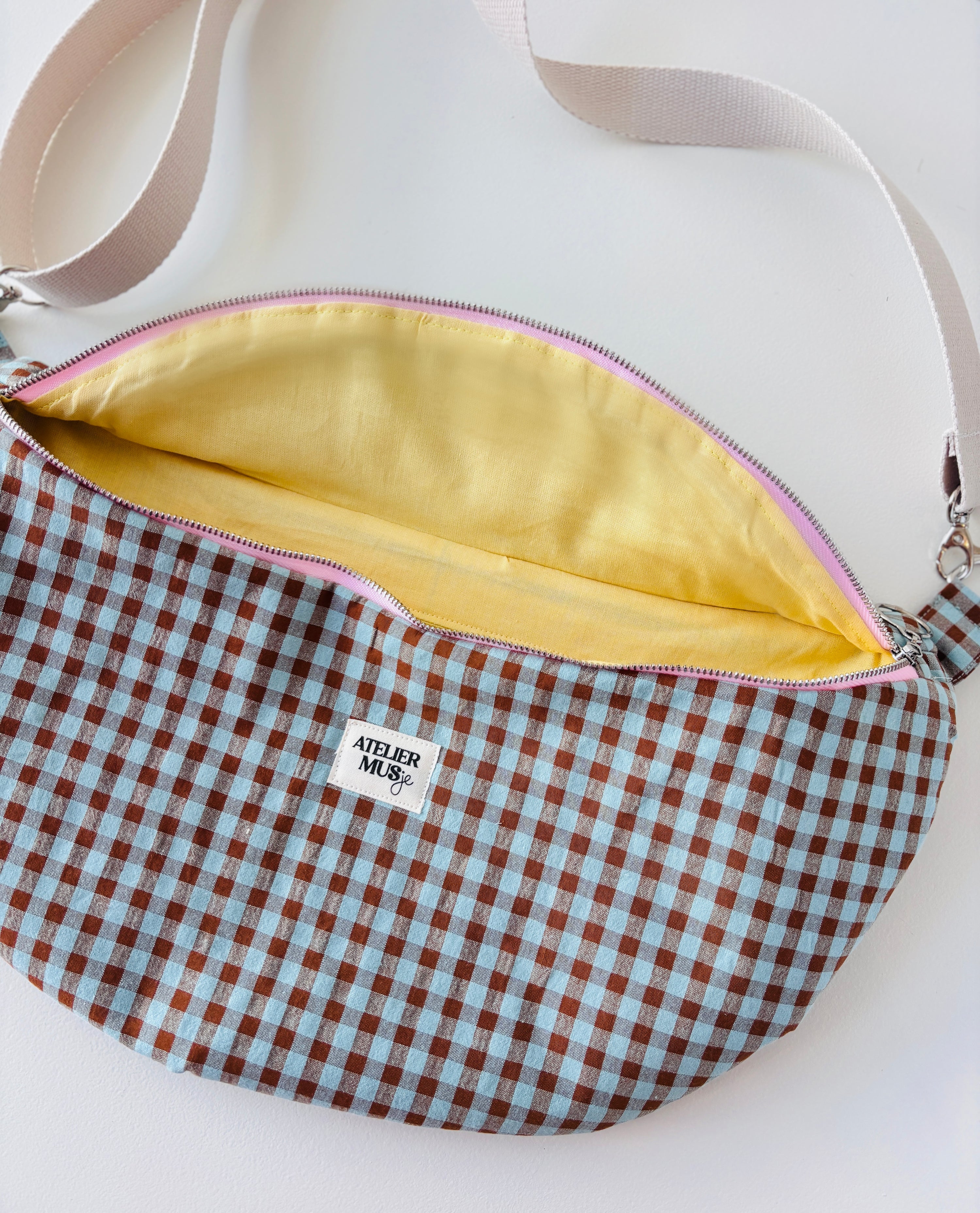 Cross body bag Blauw/bruin geruit